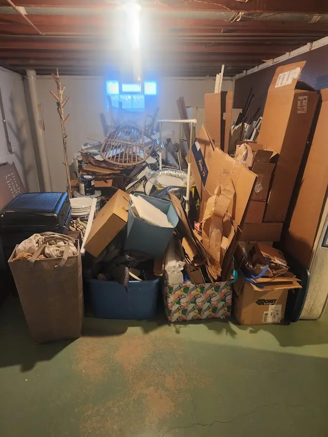 Roll-off dumpster container at job site for 4 Yard Dumpster Rental in Fort Gibson